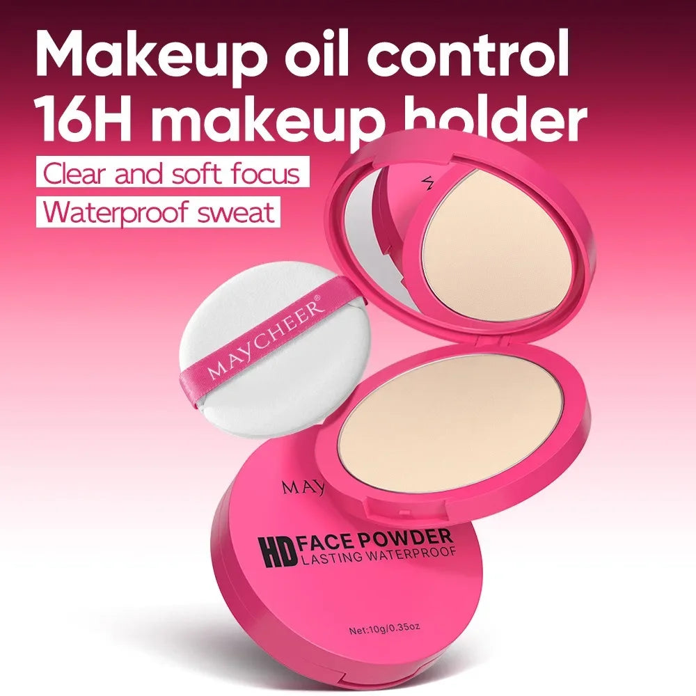Natural Matte Pressed Powder Foundation - Oil Control Brightening Whitening Compact Concealer Face Base Makeup Cosmetic