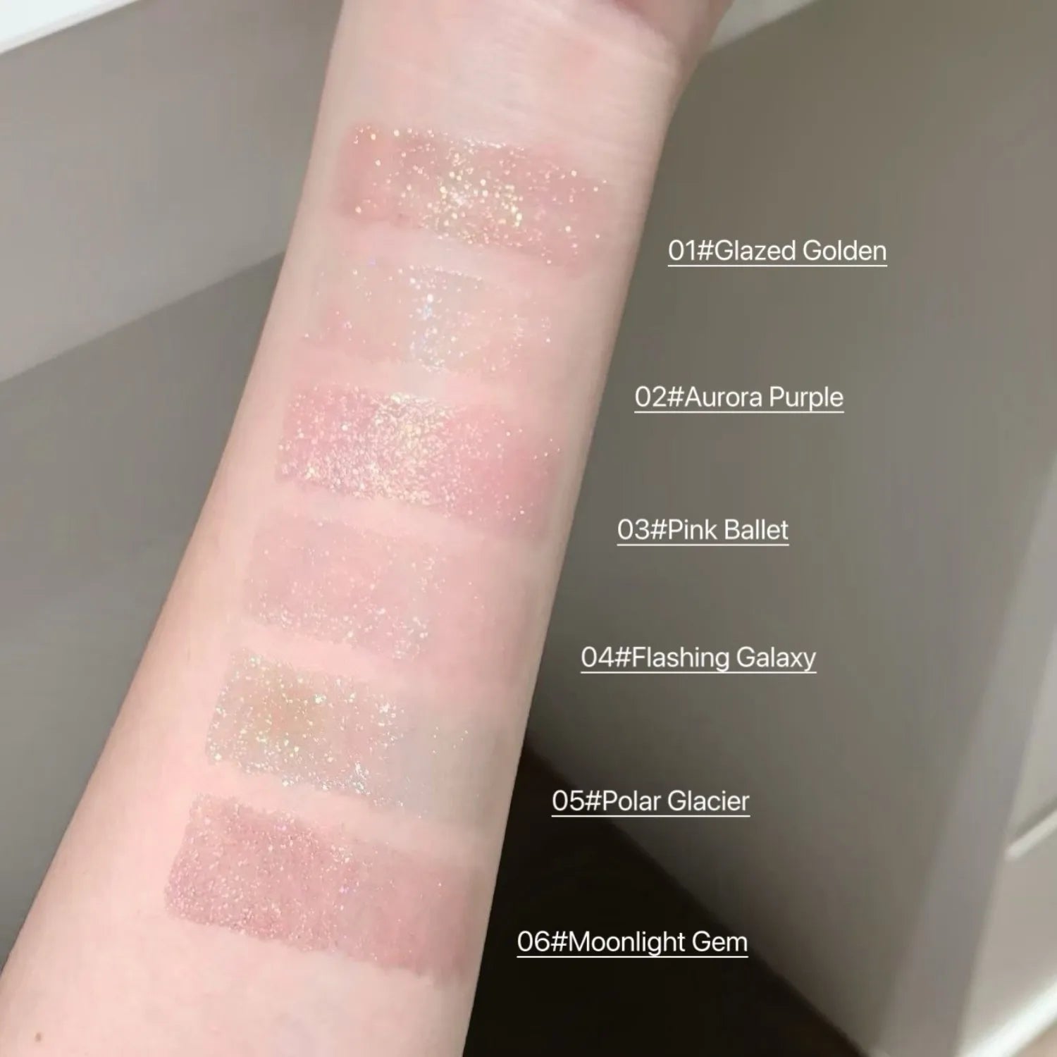 SHAQINUO Glittering Mirror Lip Glaze Set, Watery Shimmering Light Lip Gloss Makeup 6 Color, Hydrating Moisturizing, Long Lasting