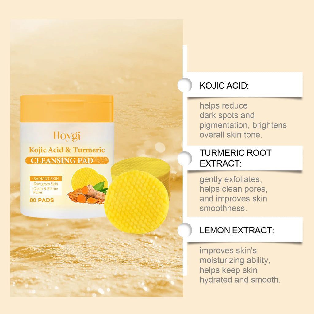 Turmeric Kojic Acid Cleansing Pad Gently Exfoliates Removal Deeply Cleanses Skin Whitens And Lightens Spots Maintains FacialCare