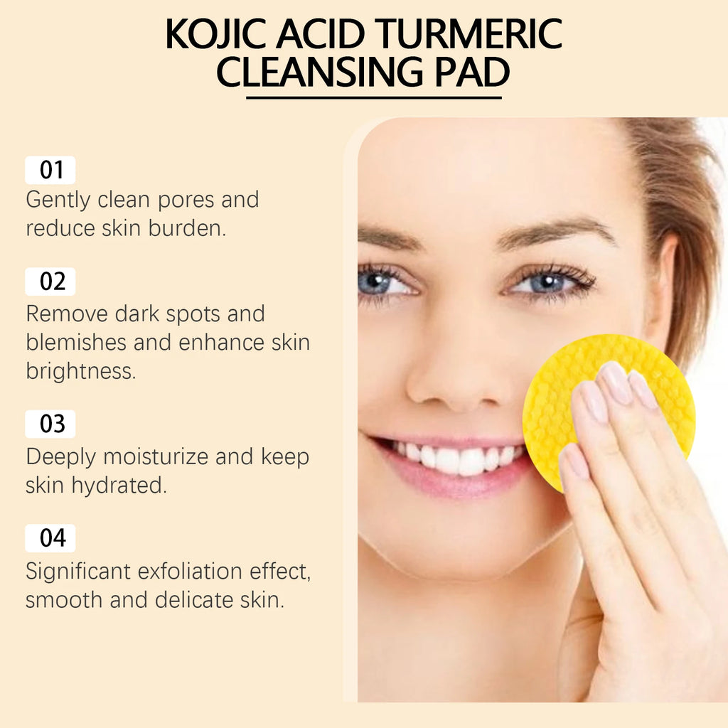Turmeric Kojic Acid Cleansing Pad Gently Exfoliates Removal Deeply Cleanses Skin Whitens And Lightens Spots Maintains FacialCare