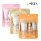 3pcs/set LAIKOU Skin Care Set Vitamin C Sakura Snail Essence Serum & Eye Cream & Face Cream Moisturizer Travel Size Skincare Set