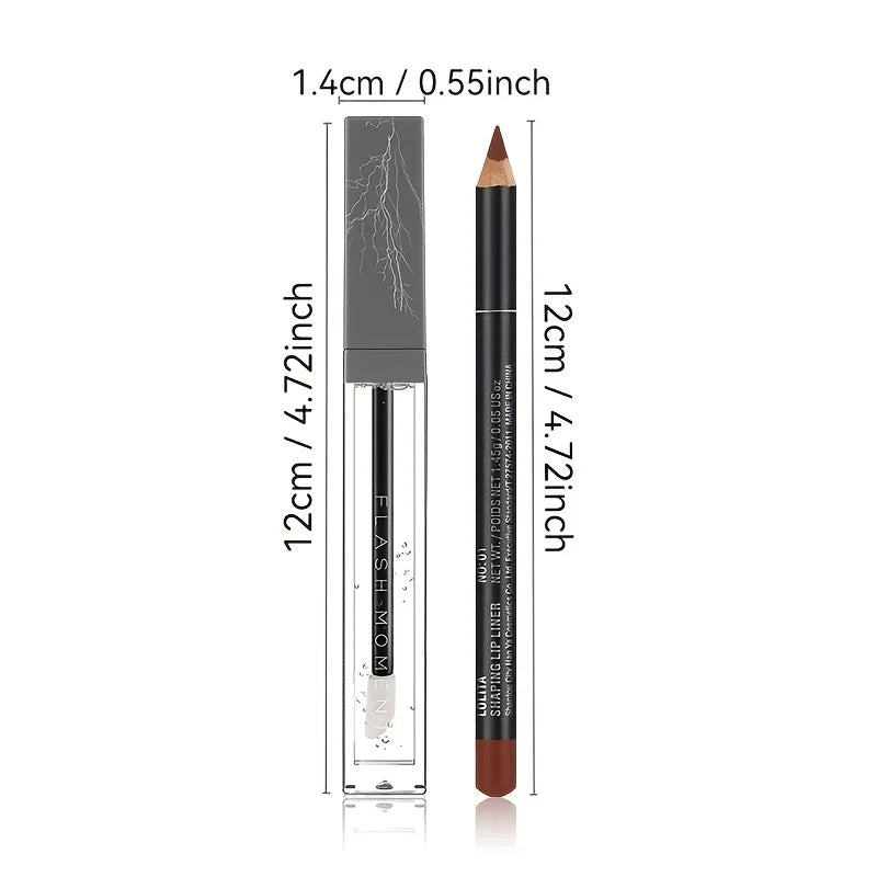 2 in 1 Lip Liner and Lip Oil Set, Gradient Lip Makeup Kit, Nourishing Lip Oil with Precise Lip Contour Pencil, Soft Ombre Lips,