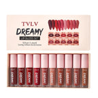 10-piece Dreamy Lip Color Set, Matte Satin Finish, Waterproof and Sweat-resistant Lip Gloss Gift Box