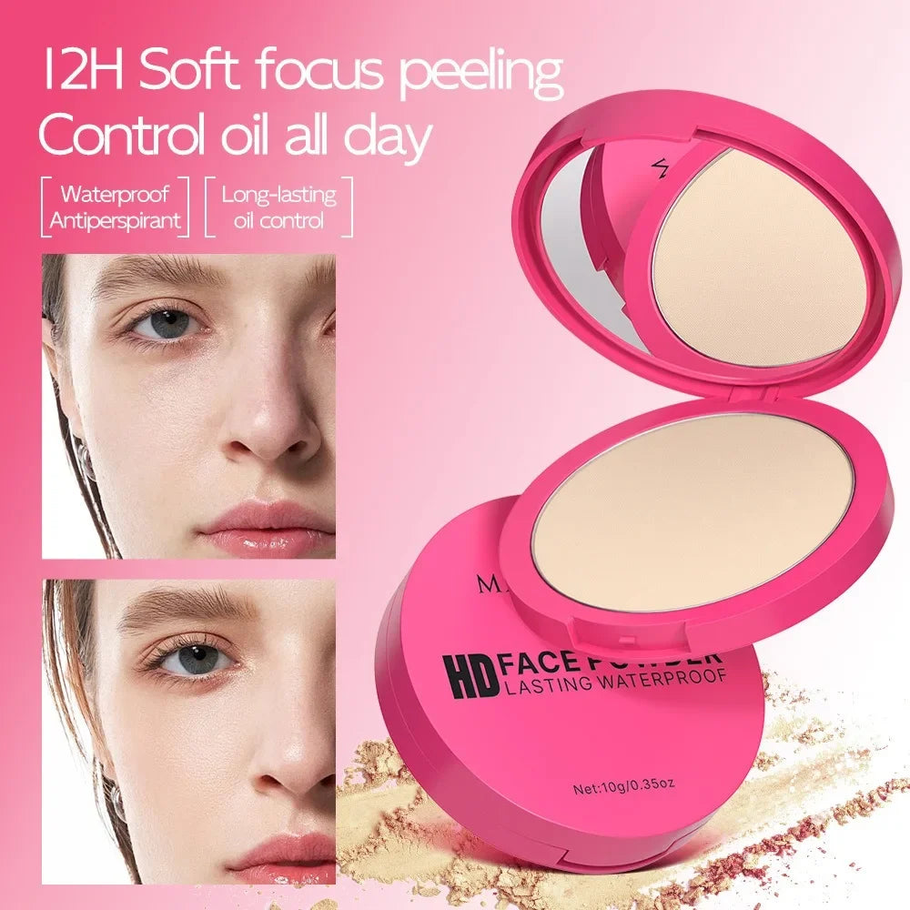 Natural Matte Pressed Powder Foundation - Oil Control Brightening Whitening Compact Concealer Face Base Makeup Cosmetic