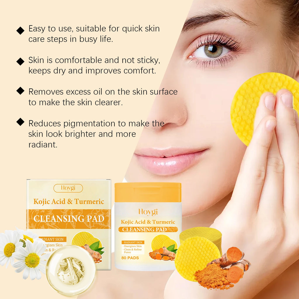Turmeric Kojic Acid Cleansing Pad Gently Exfoliates Removal Deeply Cleanses Skin Whitens And Lightens Spots Maintains FacialCare