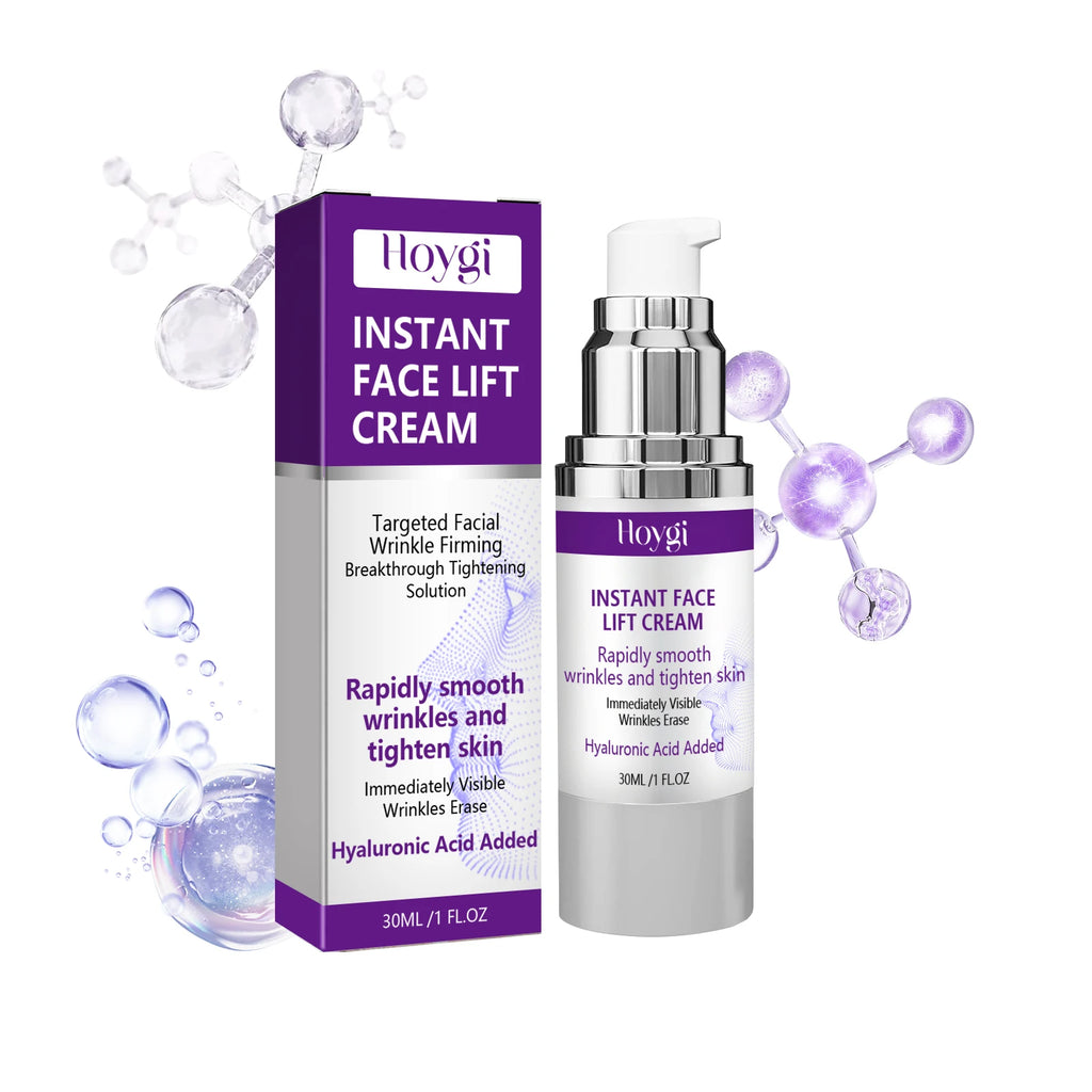Instant Face Lift Cream Hyaluronic Acid Tightening Firming Smoothing Fine Lines Wrinkles Brightening Anti-Aging Face Moisturizer