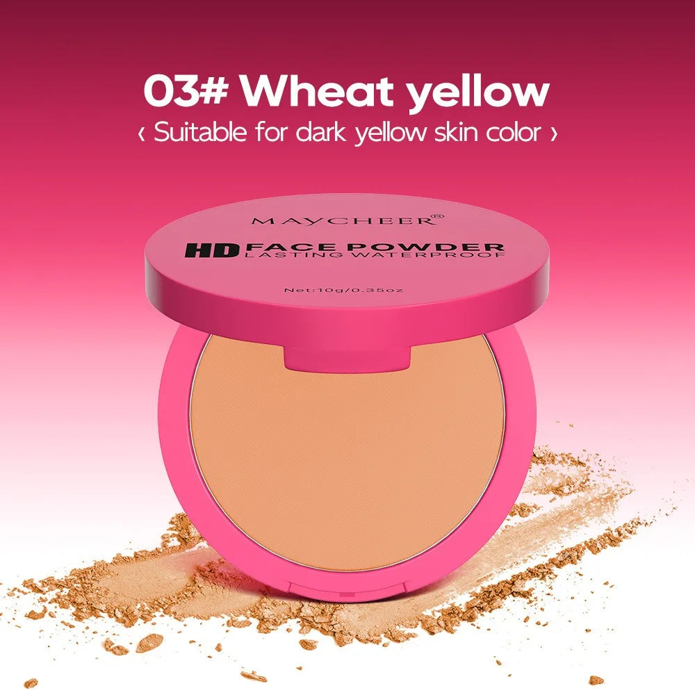 Natural Matte Pressed Powder Foundation - Oil Control Brightening Whitening Compact Concealer Face Base Makeup Cosmetic