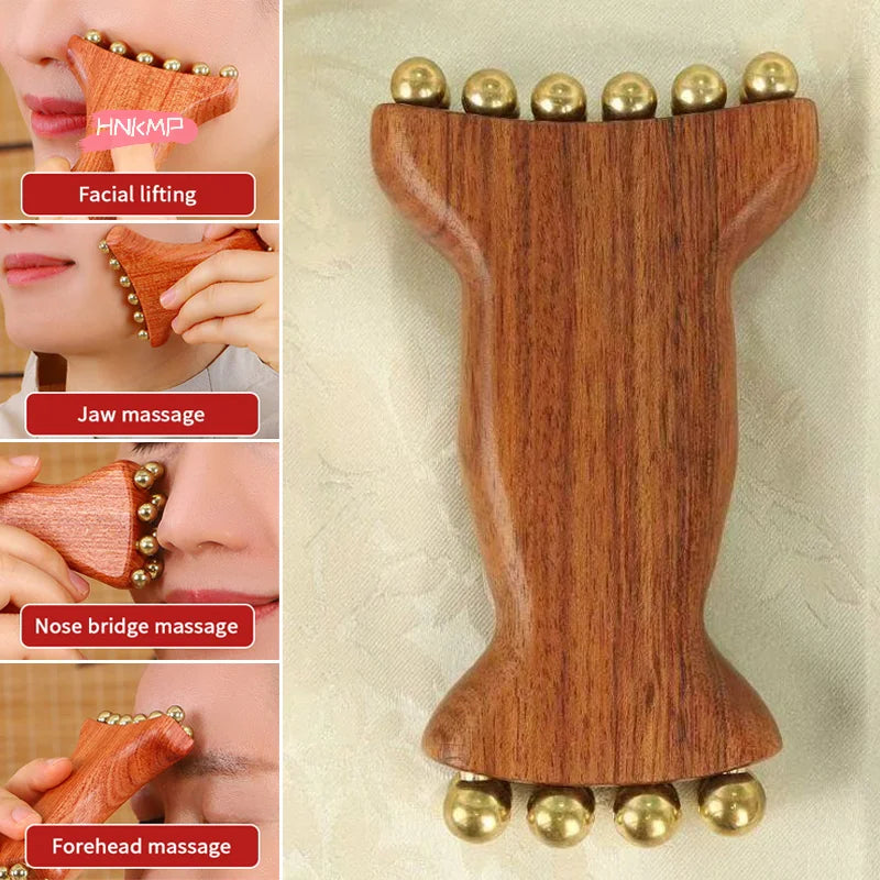 Traditional Brass Meridian Brush Face Massager for Puffiness Reduction Lifting Tightening Eye & Body Spa Facial Beauty Tool