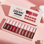 10-piece Dreamy Lip Color Set, Matte Satin Finish, Waterproof and Sweat-resistant Lip Gloss Gift Box
