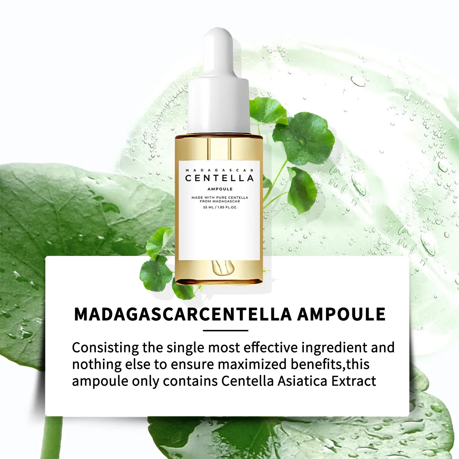 55ml Centella Asiatica Serum - Intense Hydrating, Acne Reduction, Skin Soothing & Brightening for Sensitive, Dull, Dry Skin