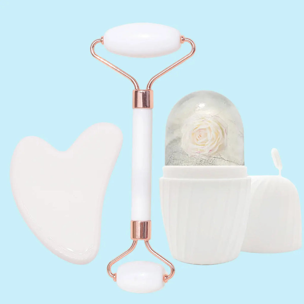 1/2/3pcs Ice Face Roller Set Facial Roller Gua Sha Mold Cube Face Massage Lifting Contouring Skin Care Tool
