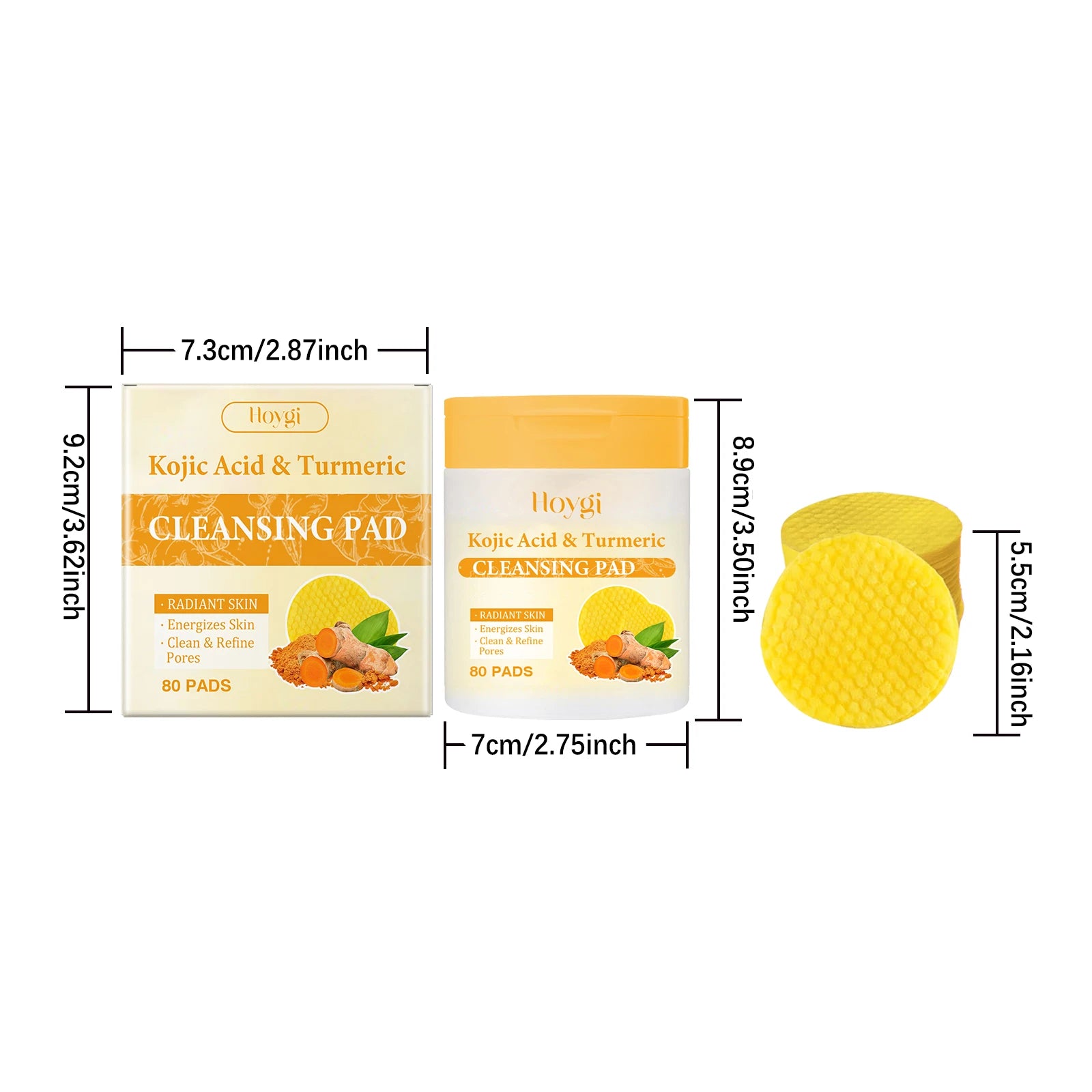 Turmeric Kojic Acid Cleansing Pad Gently Exfoliates Removal Deeply Cleanses Skin Whitens And Lightens Spots Maintains FacialCare