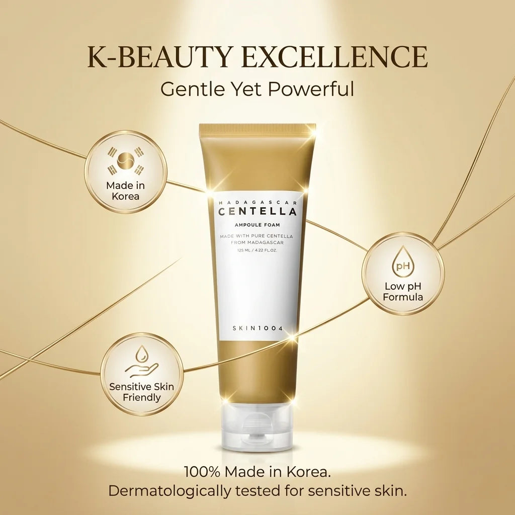 SKIN1004 Madagascar Centella Ampoule Foam, Korean facial cleanser, gentle daily cleanser for soft skin, Korean skincare products