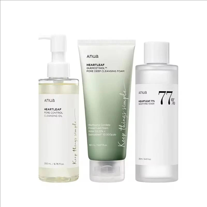 ANUA Heartleaf Pore Control Cleansing Oil Pore Care Blackhead Removal Makeup Daily Deep Facial Cleansing Oil Korean Skincare Set