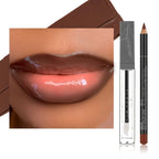 2 in 1 Lip Liner and Lip Oil Set, Gradient Lip Makeup Kit, Nourishing Lip Oil with Precise Lip Contour Pencil, Soft Ombre Lips,