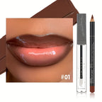 2 in 1 Lip Liner and Lip Oil Set, Gradient Lip Makeup Kit, Nourishing Lip Oil with Precise Lip Contour Pencil, Soft Ombre Lips,