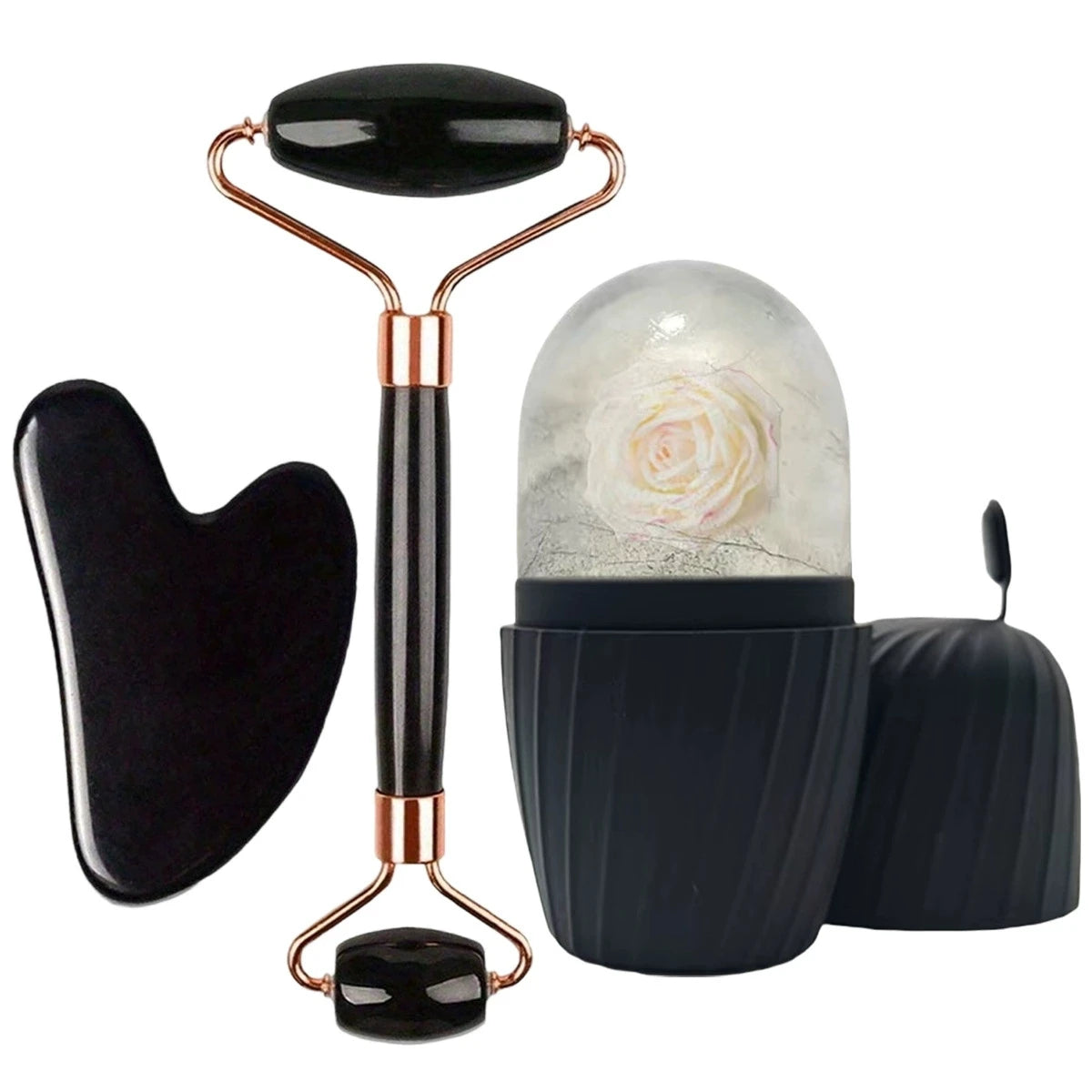 1/2/3pcs Ice Face Roller Set Facial Roller Gua Sha Mold Cube Face Massage Lifting Contouring Skin Care Tool