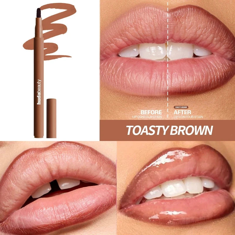 HUDA BEAUTY Brand Lip Contour Lip Stain Wear Easy Use Long Lasting Lips Tint Liner Hybrid Lipstick Gloss Matte Finish Makeup