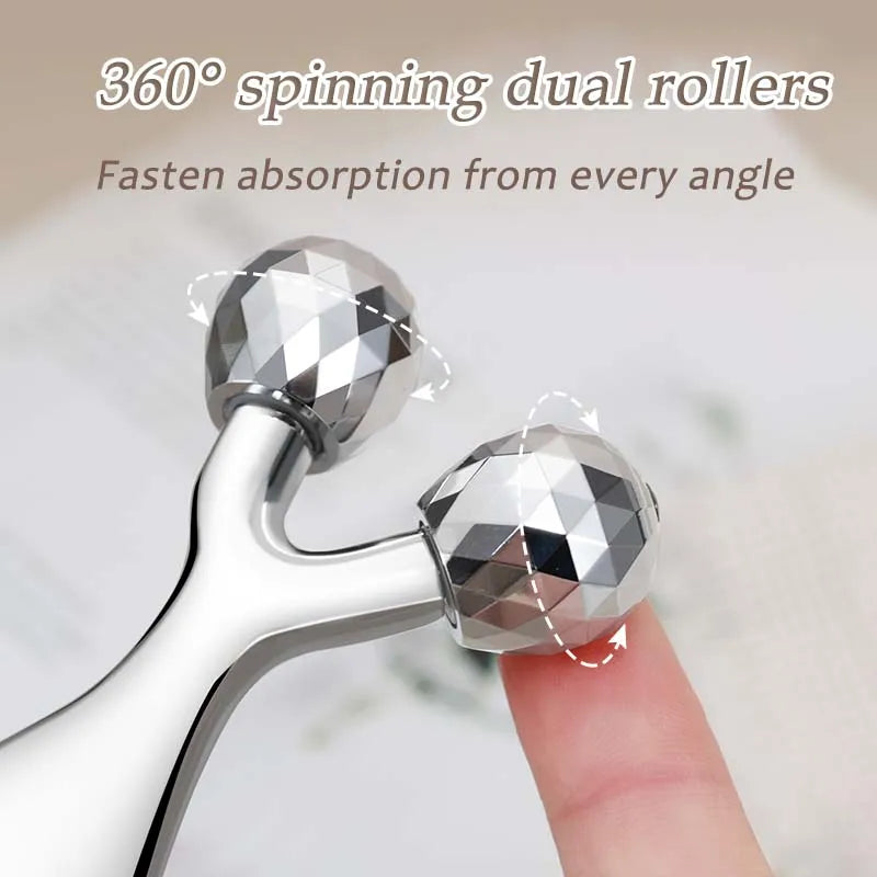 Brainbow Double-Head Rotatable Roller Gua Sha Board Lifting Massage Edema Relief Ice Compression Tool Gift Box