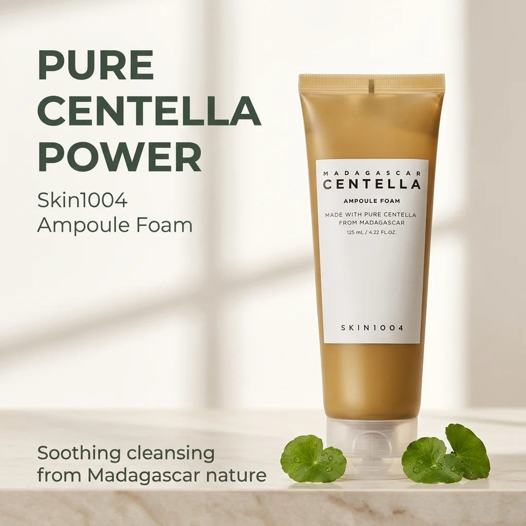 SKIN1004 Madagascar Centella Ampoule Foam, Korean facial cleanser, gentle daily cleanser for soft skin, Korean skincare products