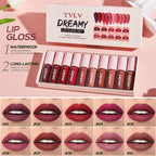 10-piece Dreamy Lip Color Set, Matte Satin Finish, Waterproof and Sweat-resistant Lip Gloss Gift Box