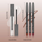 4-Pack Lip Liner and Lip Oil Set - Smooth Lip Liners for Defined Contours & Moisturizing Lip Oils for Luxurious Shine - Perfect