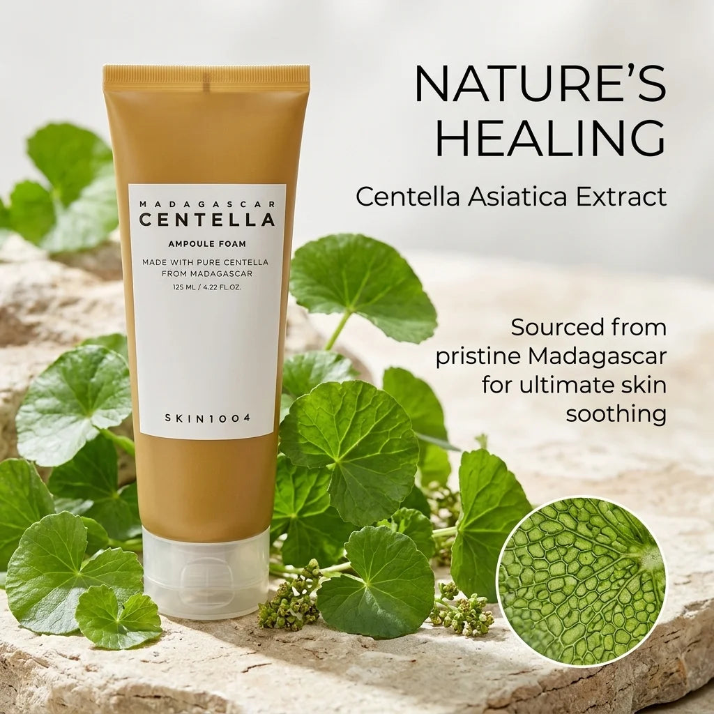SKIN1004 Madagascar Centella Ampoule Foam, Korean facial cleanser, gentle daily cleanser for soft skin, Korean skincare products