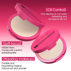 Natural Matte Pressed Powder Foundation - Oil Control Brightening Whitening Compact Concealer Face Base Makeup Cosmetic