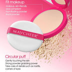 Natural Matte Pressed Powder Foundation - Oil Control Brightening Whitening Compact Concealer Face Base Makeup Cosmetic