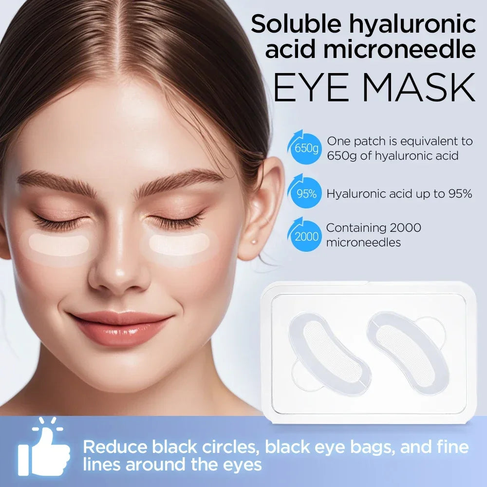 Eyes Care Tools Hyaluronic Acid Microneedle Eye Patches Mask for Anti Wrinkle Aging Dark Circle Moisturizing Under Eye Gel Pad