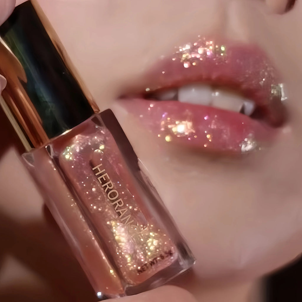 Herorange Starlight Radiant Lip Gloss Pearlescent Fine Shimmer Long-Lasting Moisturizing Non-Fading Non-Sticky Clear Watery Lip Glaze