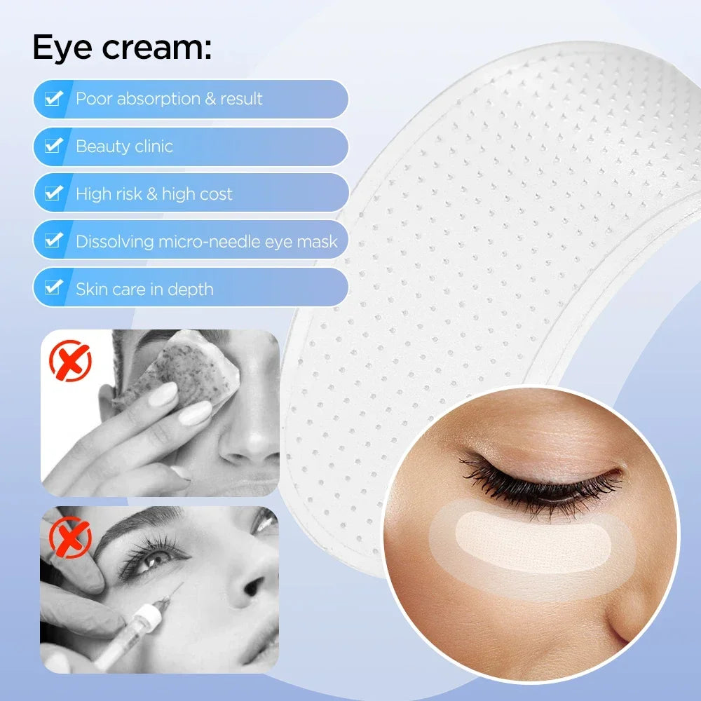 Eyes Care Tools Hyaluronic Acid Microneedle Eye Patches Mask for Anti Wrinkle Aging Dark Circle Moisturizing Under Eye Gel Pad
