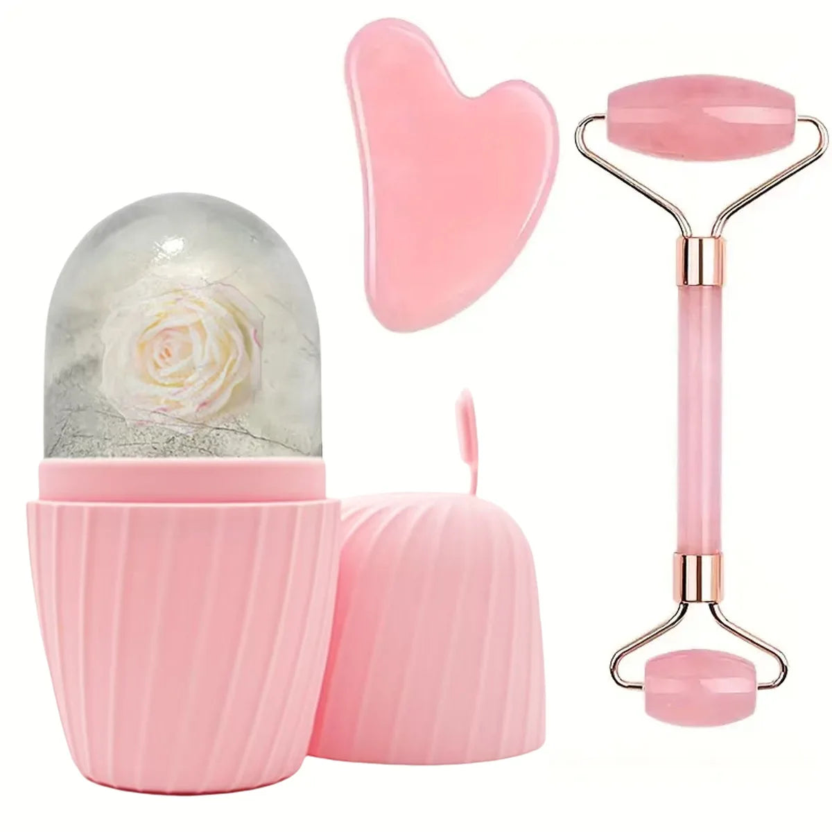 1/2/3pcs Ice Face Roller Set Facial Roller Gua Sha Mold Cube Face Massage Lifting Contouring Skin Care Tool